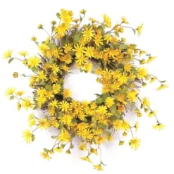 Wreaths-Kirkland's Home Yellow Wild Daisies Wreath Yellow/Green