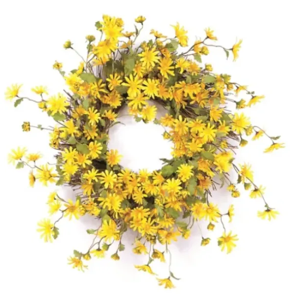Wreaths-Kirkland's Home Yellow Wild Daisies Wreath Yellow/Green