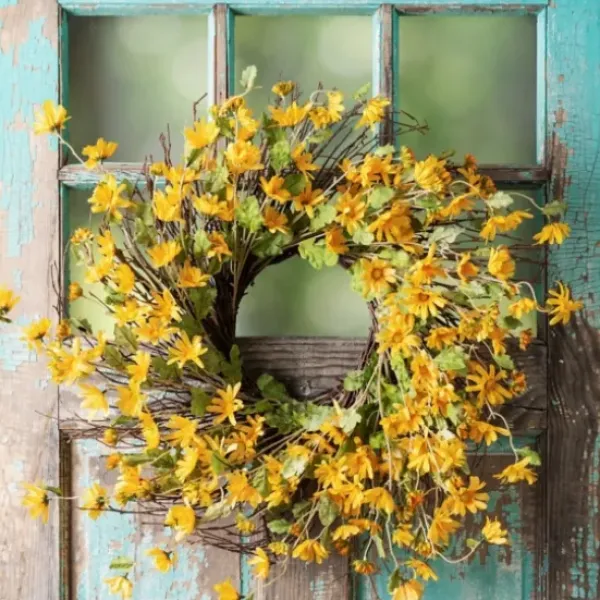Wreaths-Kirkland's Home Yellow Wild Daisies Wreath Yellow/Green