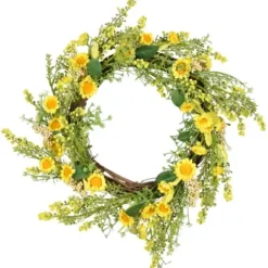 Wreaths-Kirkland's Home Yellow Wild Sunflower Wreath Yellow/Green