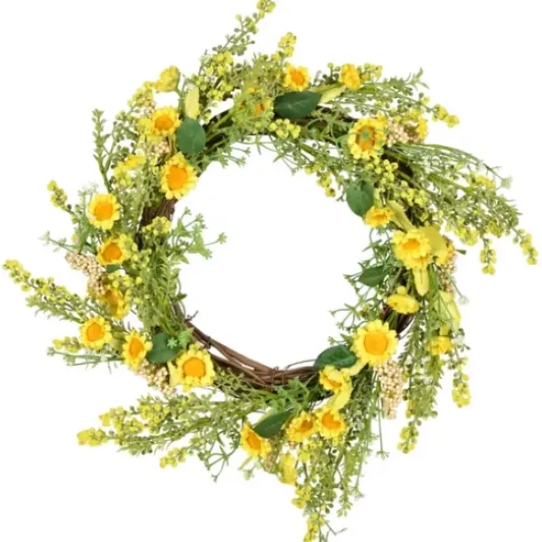 Wreaths-Kirkland's Home Yellow Wild Sunflower Wreath Yellow/Green