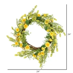 Wreaths-Kirkland's Home Yellow Wild Sunflower Wreath Yellow/Green