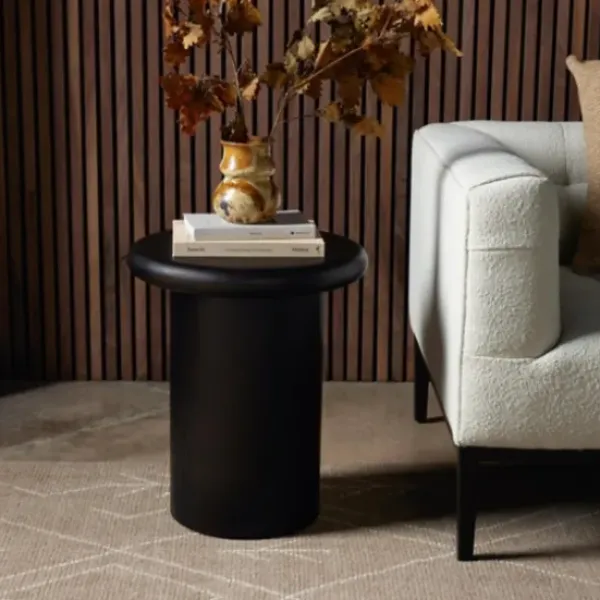 Accent & End Tables-Kirkland's Home Zach Charcoal Wood Pedestal End Table Black