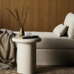 Accent & End Tables-Kirkland's Home Zach Wood Pedestal End Table Ivory