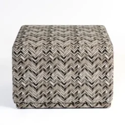 Benches & Ottomans-Kirkland's Home Zig Zag Upholstered Ottoman Gray/White/Black