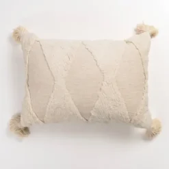 Pillows-Kirkland's Home Zoey Diamond Tufted Lumbar Pillow Ivory