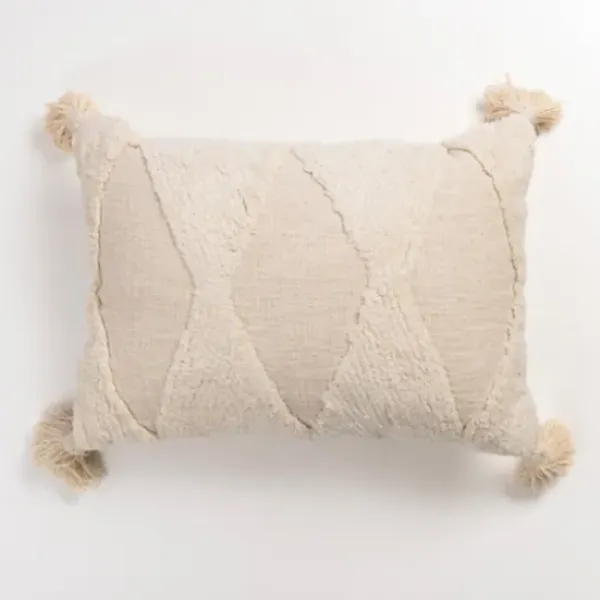 Pillows-Kirkland's Home Zoey Diamond Tufted Lumbar Pillow Ivory