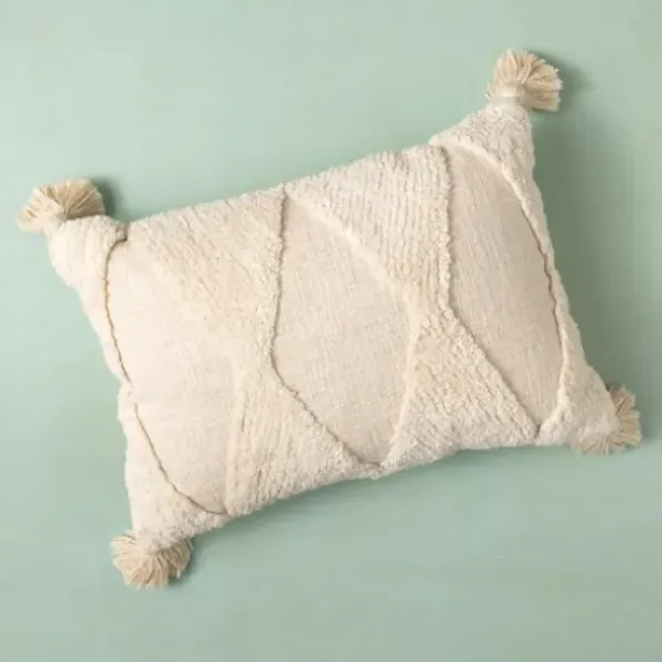 Pillows-Kirkland's Home Zoey Diamond Tufted Lumbar Pillow Ivory